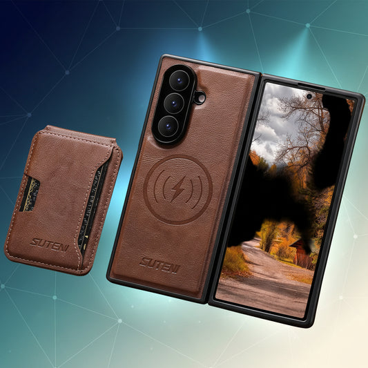 Phone Case for Samsung Galaxy Z Fold Ultra Series with Magnetic Wireless Charging & Detachable Wallet Card Holder